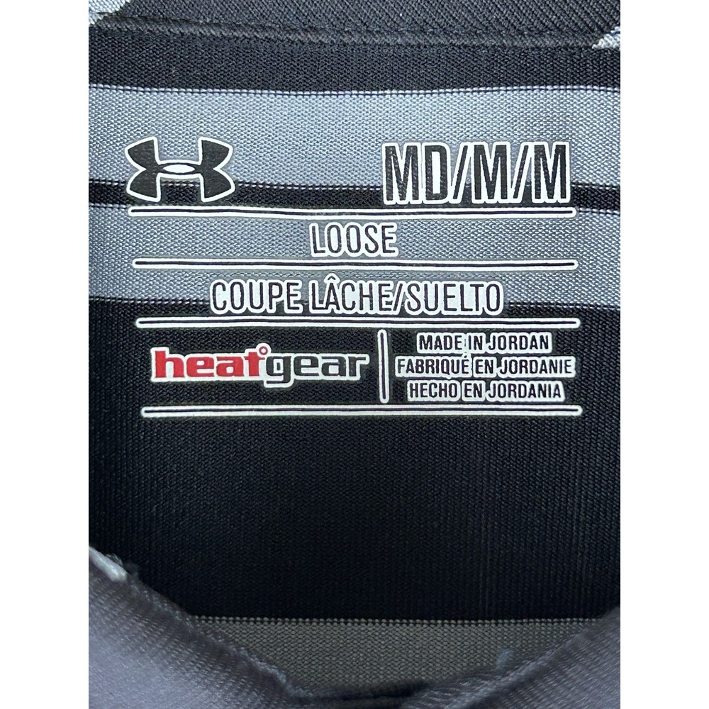 Under Armour Heat Gear Men's Short Sleeve Polo - Black Gray - Medium Loose Fit - Picture 13 of 15